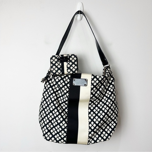kate spade Handbags - Kate Spade Bag with matching Wallet Black White Red